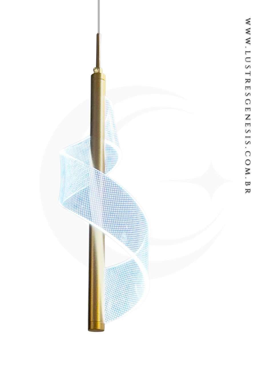 Pendente moderno de LED dourado SkyLight SKY-3066DO, com design espiral, ideal para cabeceira de cama, cozinha, quartos e lavabo.